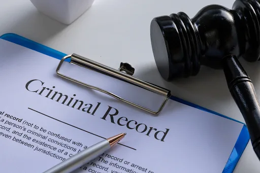 Gavel and criminal record form